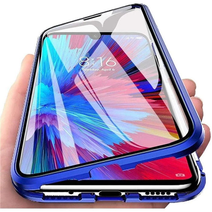 Phone Case for iPhone 15 Plus Full Body Case Magnetic Tempered Glass Double-Sided Phone Case - Blue - 3