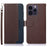 KHAZNEH For iPhone 15 Pro Anti-Scratch RFID Blocking Leather Case Stand Wallet Litchi Texture Phone Cover - Brown - 1