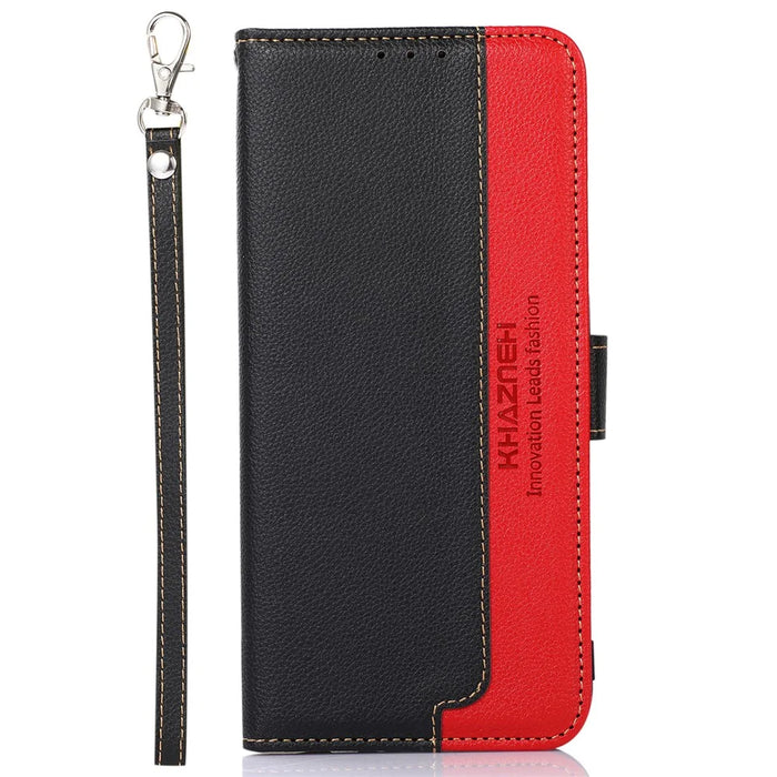 KHAZNEH PU Leather Case for iPhone 15 Pro Max , RFID Blocking Stand Wallet Litchi Texture Phone Cover - Black - 6