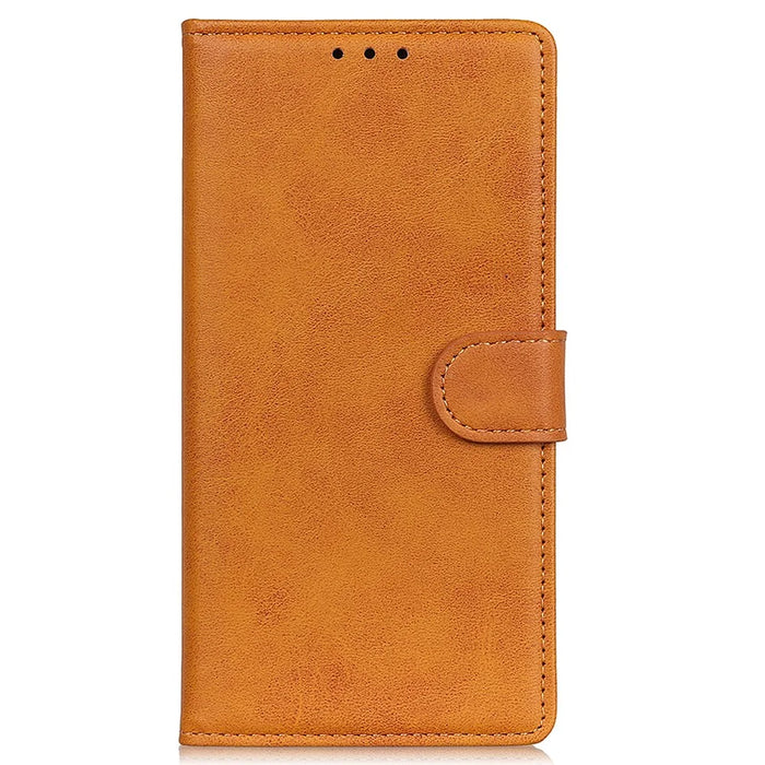 Phone Case for iPhone 15 Plus , PU Leather+TPU Foldable Stand Cowhide Texture Wallet Cover - Brown - 6