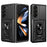 For Samsung Galaxy Z Fold5 5G Kickstand Phone Cover PC+TPU Case with Slide Lens Protector - Black - 1
