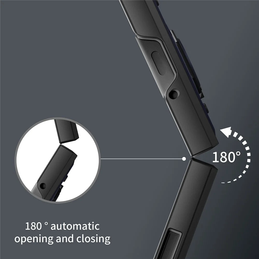 Kickstand Phone Case for Samsung Galaxy Z Flip5 5G , PC+TPU Magnetic Car Mount Phone Cover - Black - 2