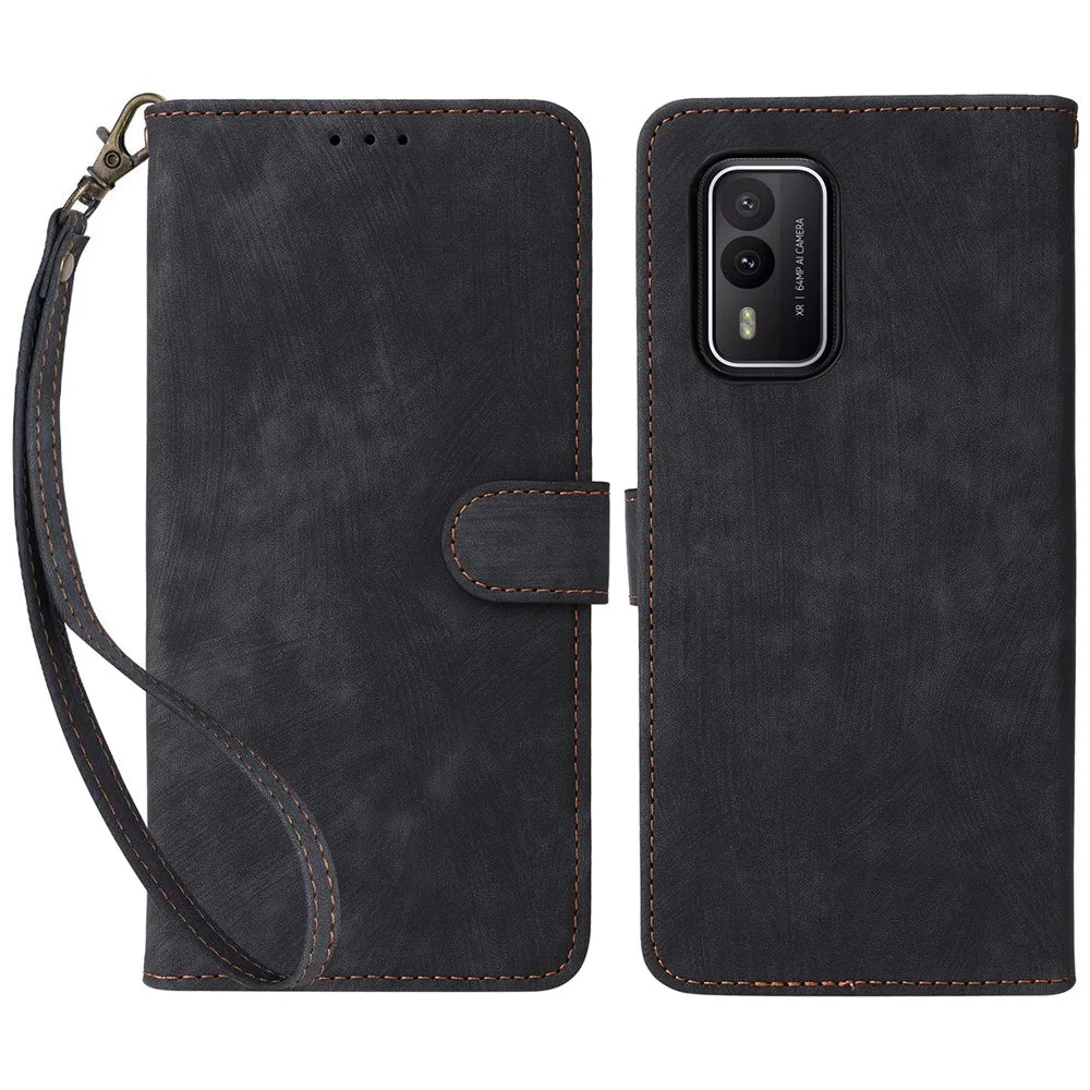 For Nokia XR21 RFID Blocking Phone Cover Wallet Stand Shell Shockproof Leather Case - Black - 1