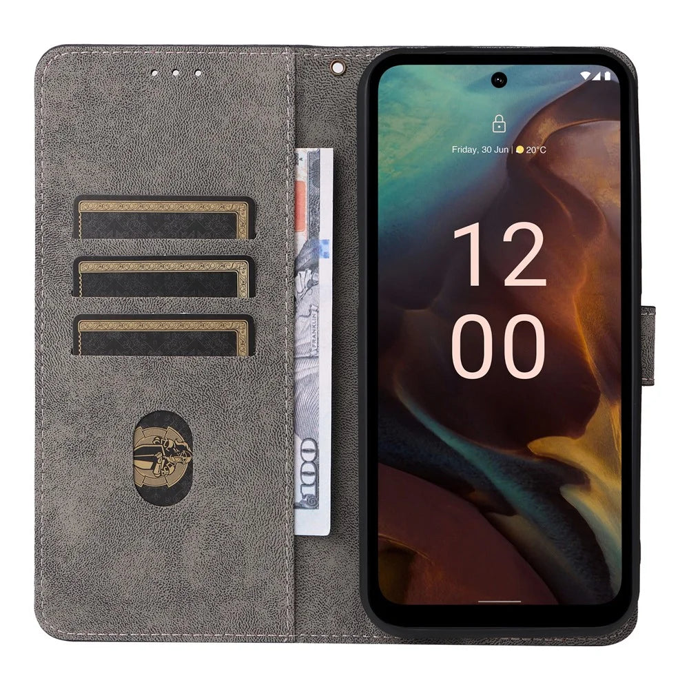 For Nokia XR21 RFID Blocking Phone Cover Wallet Stand Shell Shockproof Leather Case - Black - 2