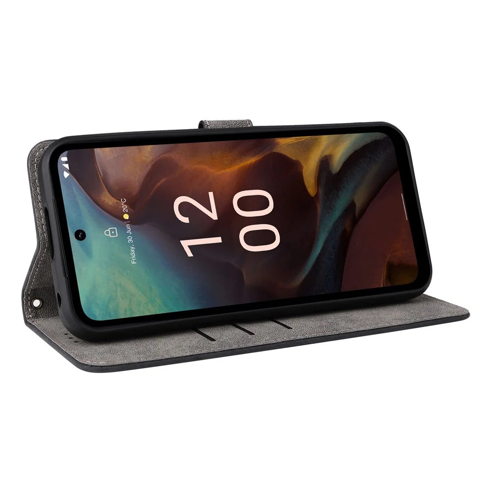 For Nokia XR21 RFID Blocking Phone Cover Wallet Stand Shell Shockproof Leather Case - Black - 3