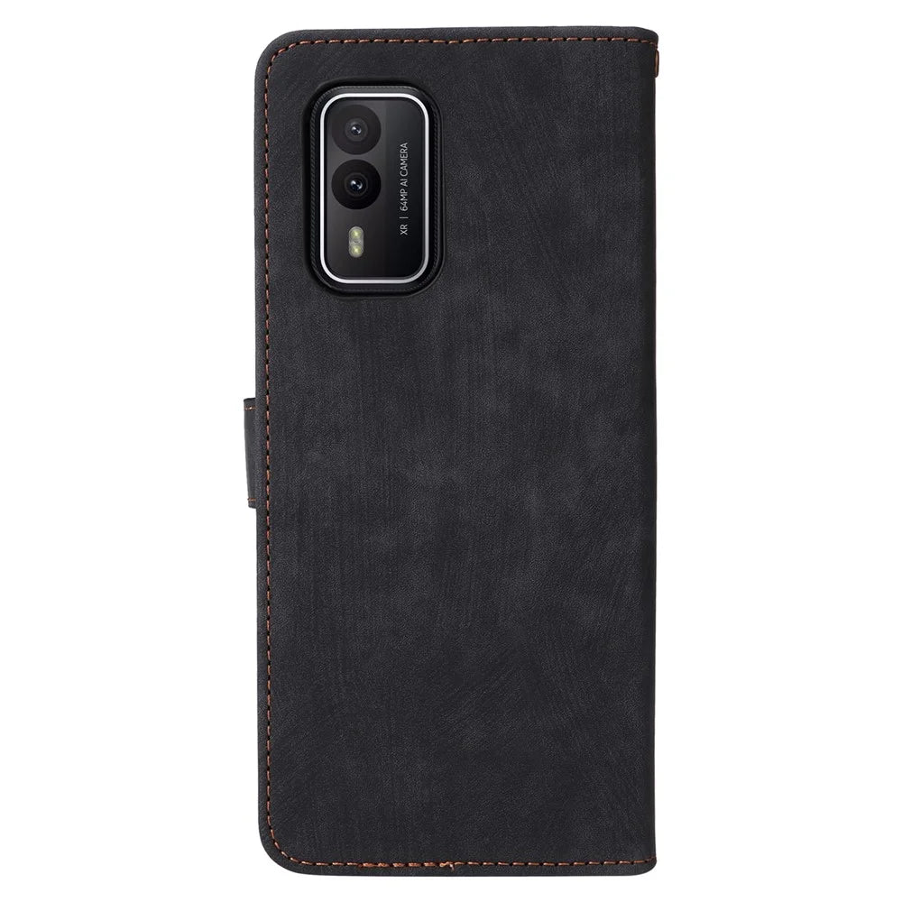 For Nokia XR21 RFID Blocking Phone Cover Wallet Stand Shell Shockproof Leather Case - Black - 7