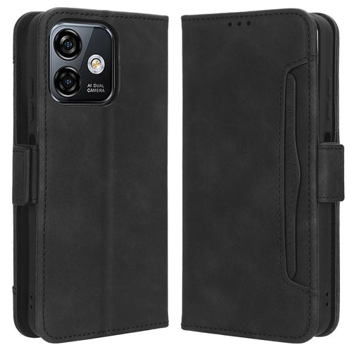 For Ulefone Note 16 Pro PU Leather Case Phone Wallet Multiple Card Slots Stand Cover - Black - 1