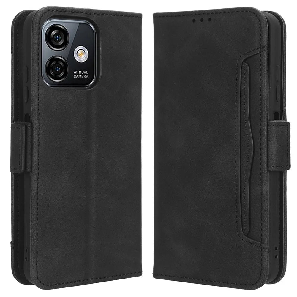 For Ulefone Note 16 Pro PU Leather Case Phone Wallet Multiple Card Slots Stand Cover - Black - 1