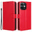 For Ulefone Note 16 Pro Folio Flip Phone Case Crazy Horse Texture PU Leather Stand Wallet Cover - Red - 1
