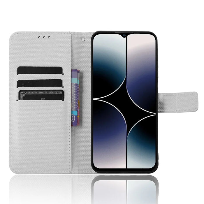 For Ulefone Note 16 Pro PU Leather Wallet Phone Case Stand Cover Diamond Texture Shell - White - 2
