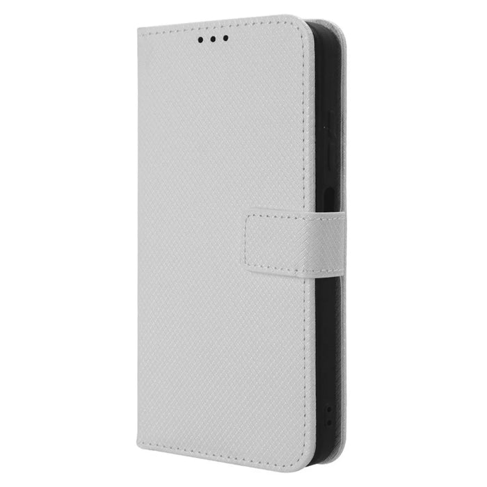 For Ulefone Note 16 Pro PU Leather Wallet Phone Case Stand Cover Diamond Texture Shell - White - 5
