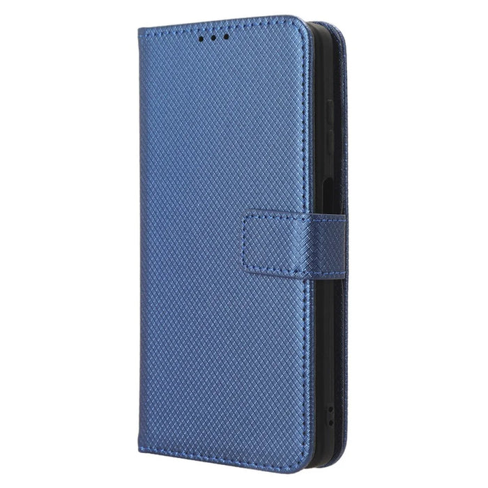 Diamond Texture Shell for Blackview Oscal C30 / C30 Pro Phone Wallet Case PU Leather Stand Cover - Blue - 5
