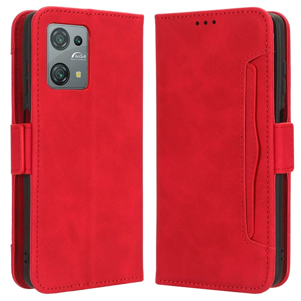 For Blackview Oscal C30 / Oscal C30 Pro Multiple Card Slots PU Leather Case Wallet Phone Stand Cover - Red - 1
