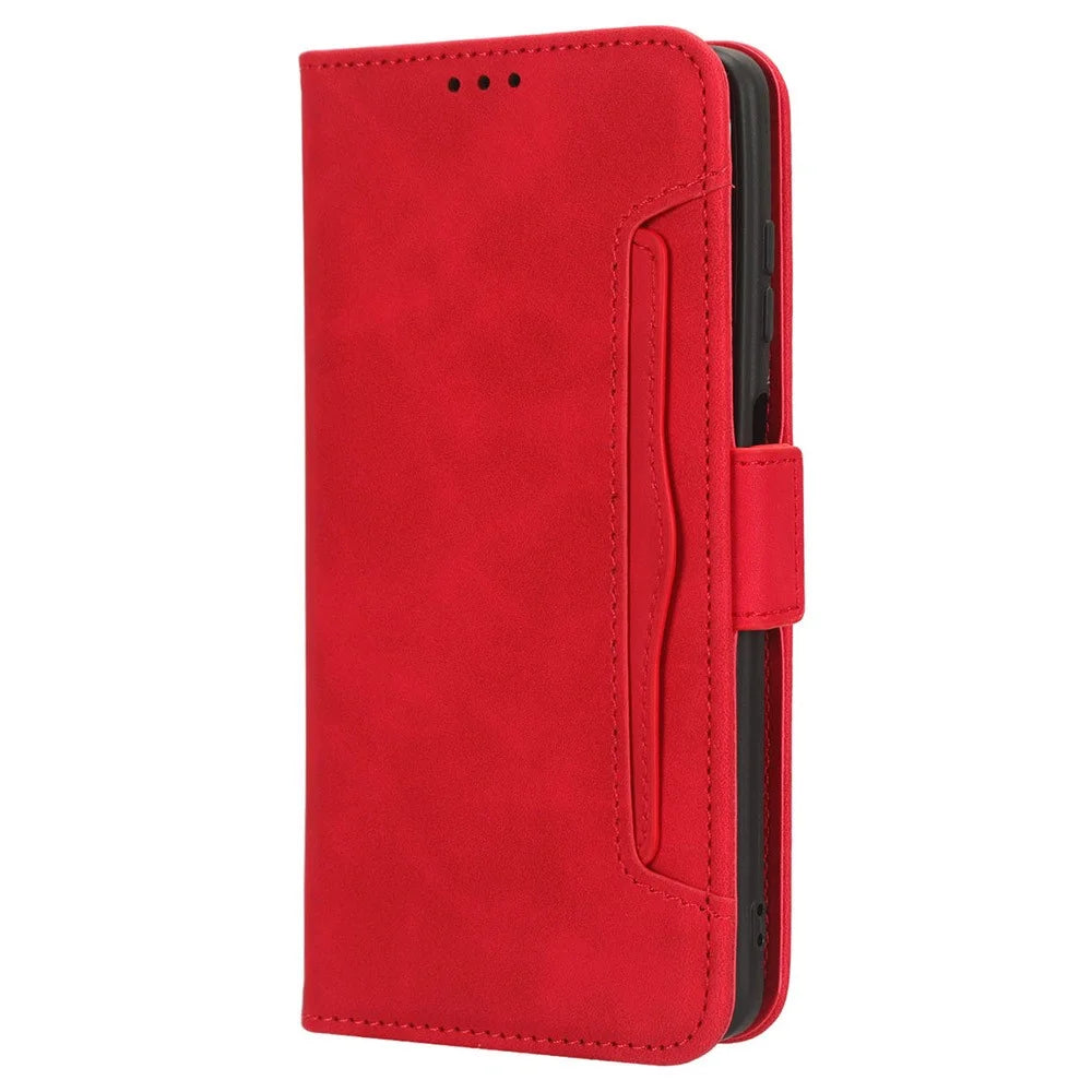 For Blackview Oscal C30 / Oscal C30 Pro Multiple Card Slots PU Leather Case Wallet Phone Stand Cover - Red - 6