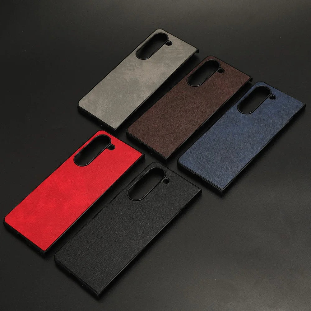 For Samsung Galaxy Z Fold5 5G PU Leather + PC Phone Case Anti-Drop Litchi Texture Cover - Black - 4