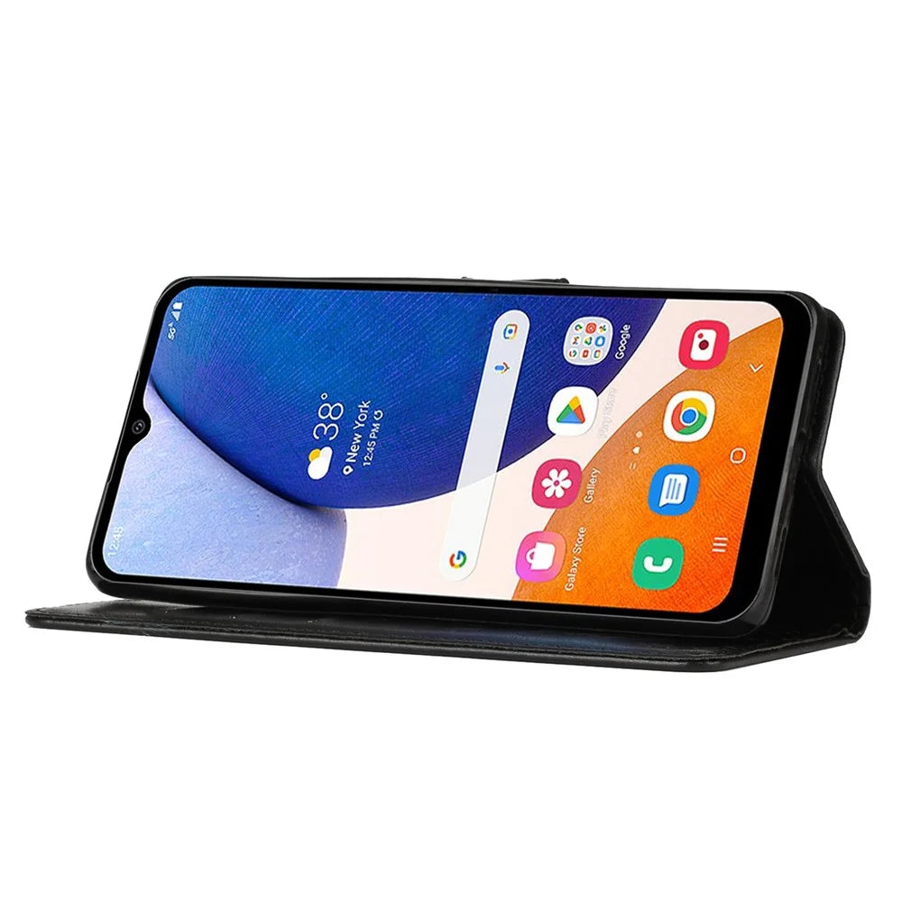 For Samsung Galaxy M14 5G Imprinted Butterflies PU Leather Phone Case Wallet Cover Stand with Strap - Black - 2