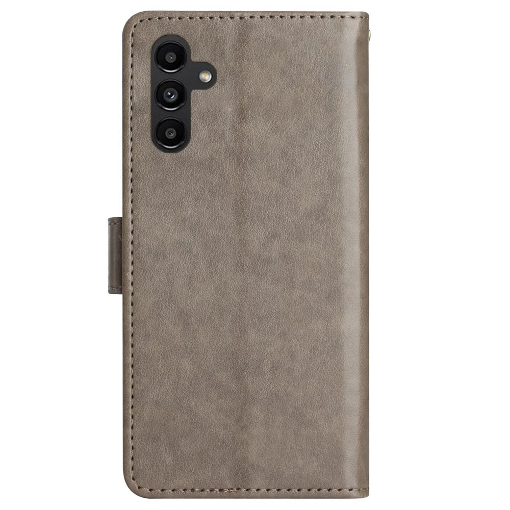 For Samsung Galaxy M54 5G / F54 5G Phone Case Imprinted Butterflies PU Leather Wallet Cover Stand with Strap - Grey - 7