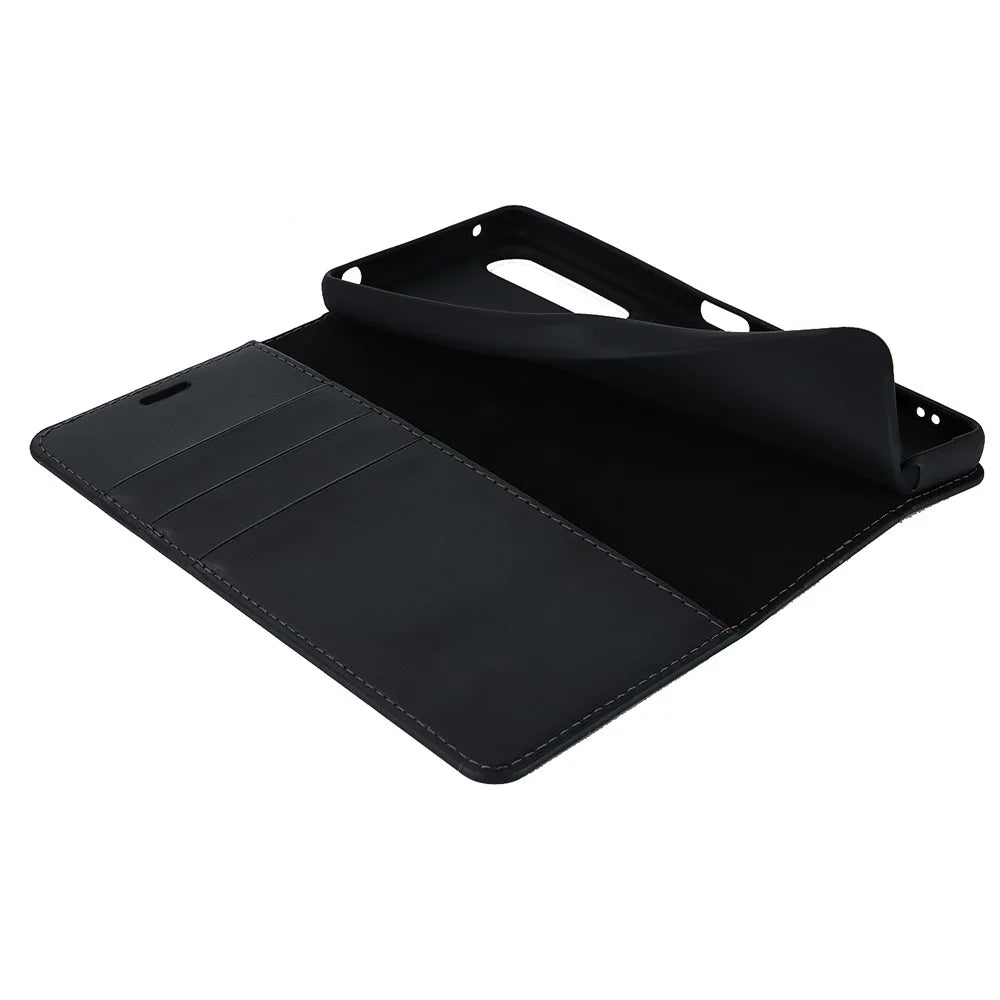 For Sony Xperia 1 V Stand Flip Wallet Crazy Horse Texture Genuine Cow Leather Cover Phone Case - Black - 7