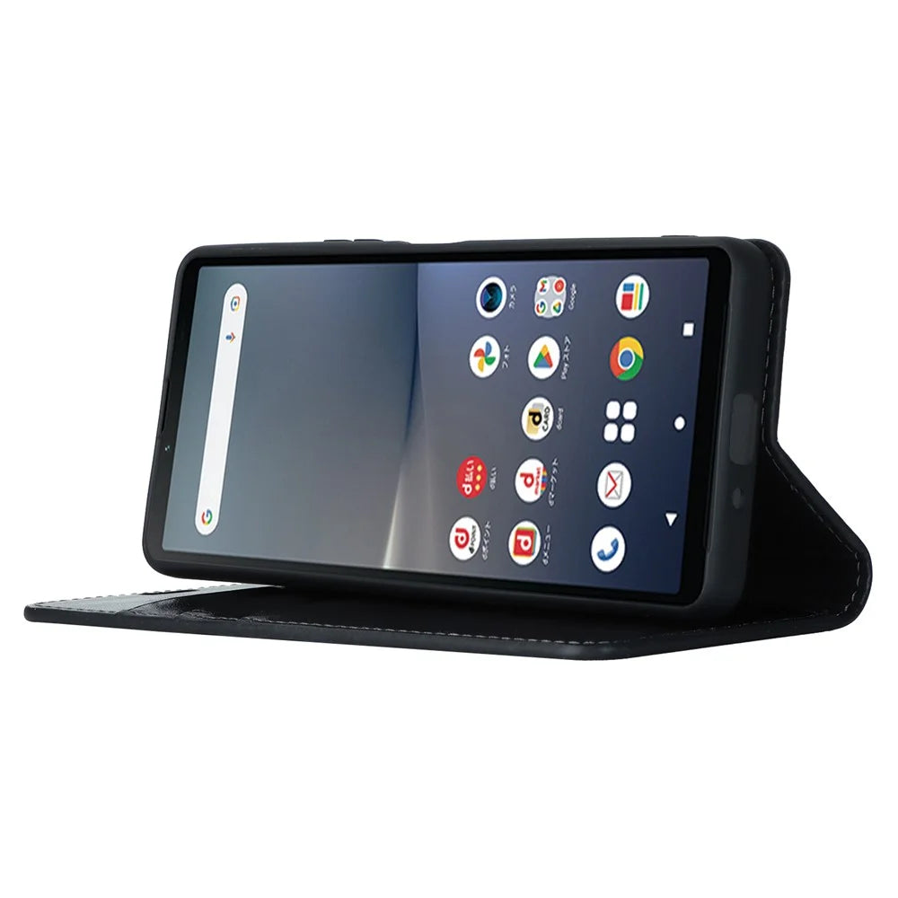 Stand Wallet for Sony Xperia 10 V Crazy Horse Texture Phone Case Genuine Cow Leather Cover - Black - 3