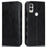 For Kyocera Android One S10 / One S9 Fall Proof Phone Case Crazy Horse Texture Genuine Cow Leather Stand Wallet Cover - Black - 1