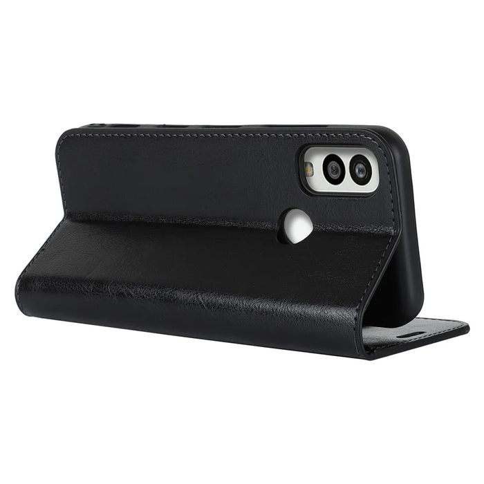 For Kyocera Android One S10 / One S9 Fall Proof Phone Case Crazy Horse Texture Genuine Cow Leather Stand Wallet Cover - Black - 3
