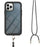 YB PC Series-4 Phone Case for iPhone 15 Pro , PC + TPU Shockproof Back Cover with Lanyard - Black - 2