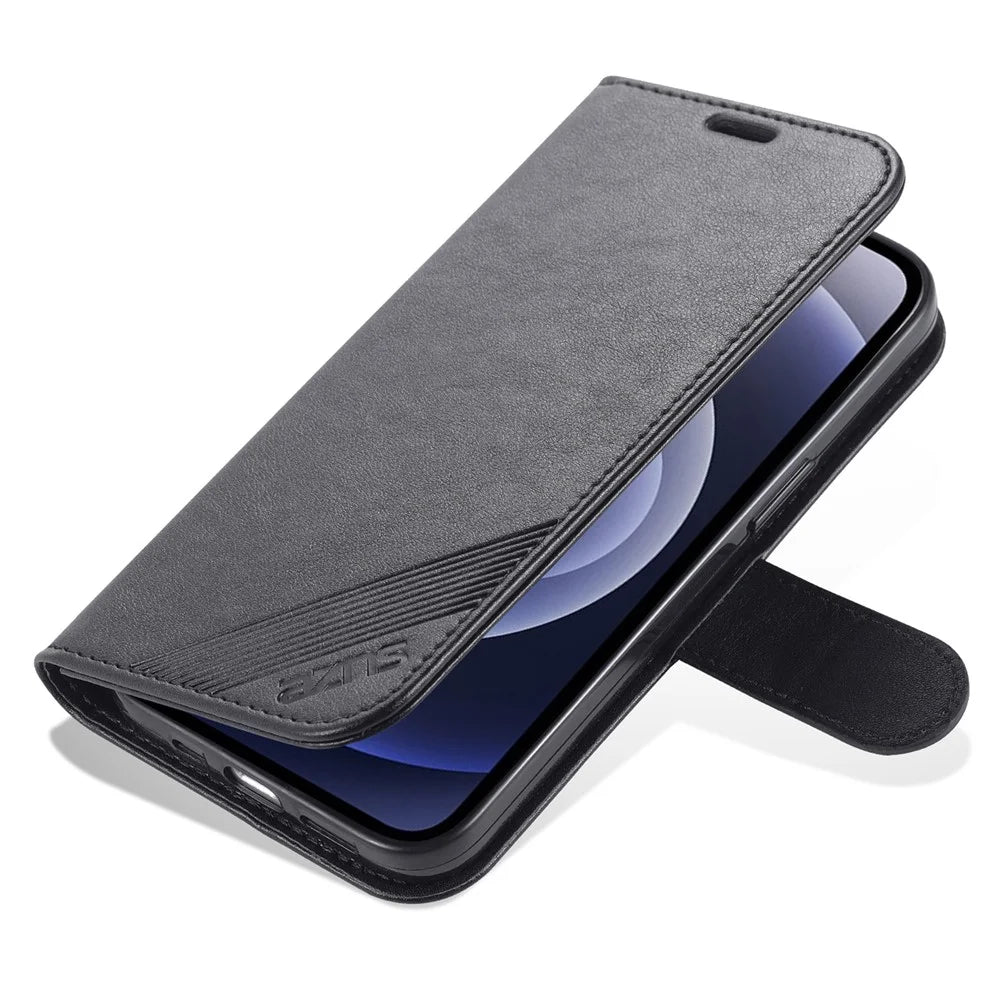 AZNS Phone Wallet Case for iPhone 15 Plus , Stand PU Leather + TPU Phone Cover - Black - 5