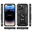 For iPhone 15 Pro Max Phone Case PC+TPU Kickstand Cover with Built-in Magnetic Holder Metal Sheet - Black - 7