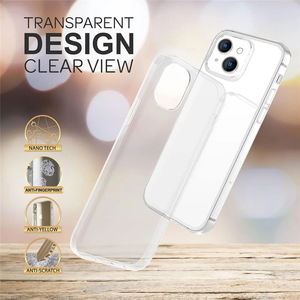 Anti-fingerprint Transparent TPU Case for iPhone 15 , Anti-scratch Protective Phone Cover - 2