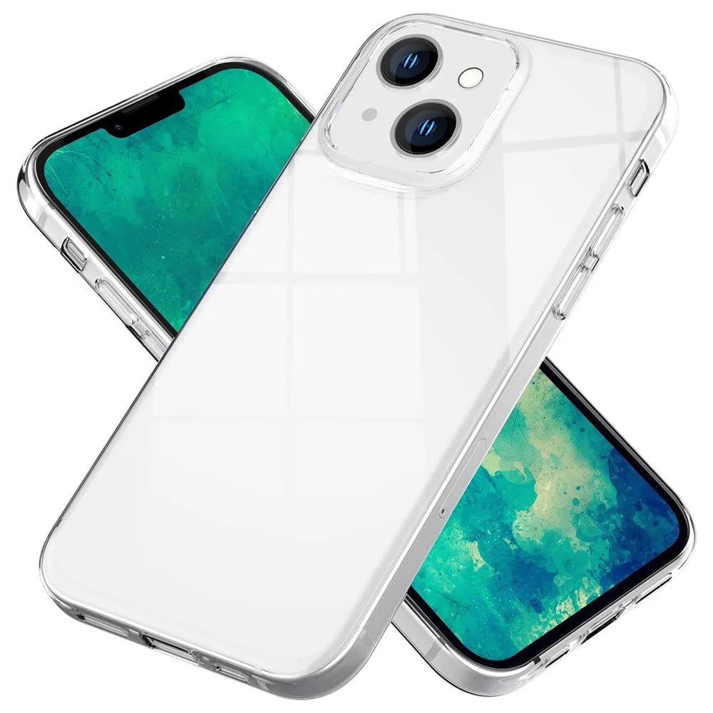 Anti-fingerprint Phone Cover for iPhone 15 Plus , Transparent Flexible TPU Phone Back Case - 1