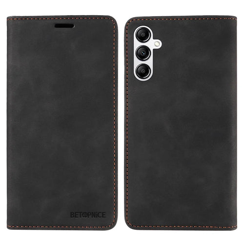 BETOPNICE 003 For Samsung Galaxy A14 4G / 5G Phone Stand Cover Shockproof Wallet RFID Blocking PU Leather Case - Black - 1