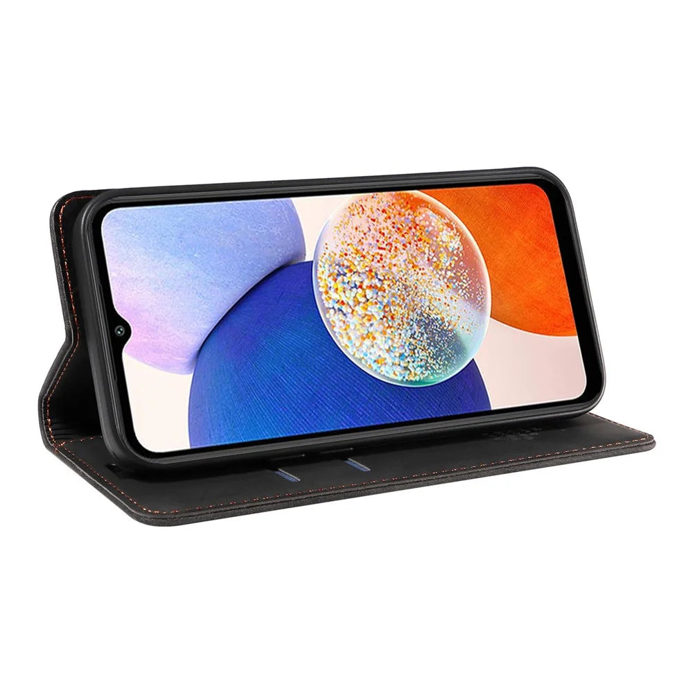 BETOPNICE 003 For Samsung Galaxy A14 4G / 5G Phone Stand Cover Shockproof Wallet RFID Blocking PU Leather Case - Black - 3
