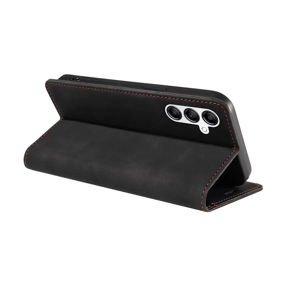 BETOPNICE 003 For Samsung Galaxy A14 4G / 5G Phone Stand Cover Shockproof Wallet RFID Blocking PU Leather Case - Black - 4
