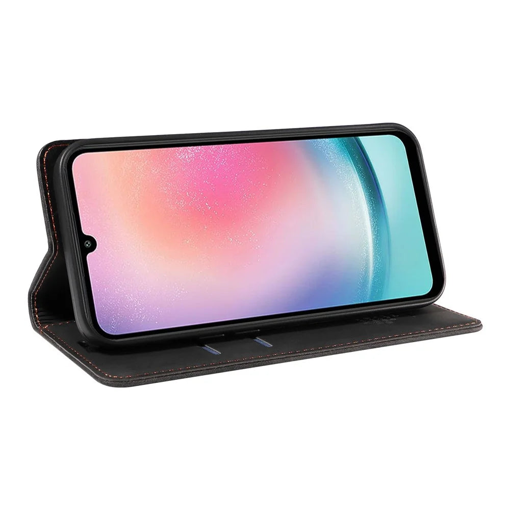 BETOPNICE 003 For Samsung Galaxy A24 4G (162.1 x 77.6 x 8.3mm) RFID Blocking PU Leather Stand Cover Shockproof Wallet Cell Phone Case - Black - 3