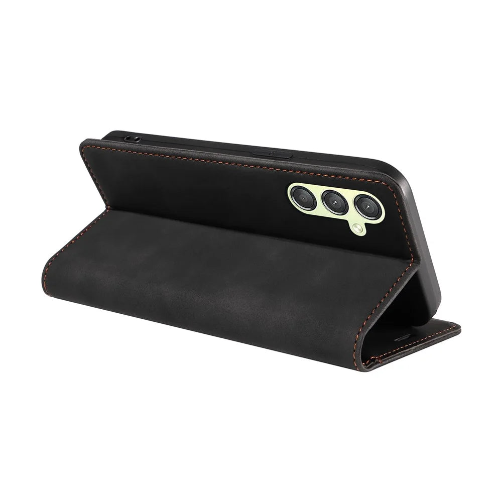 BETOPNICE 003 For Samsung Galaxy A24 4G (162.1 x 77.6 x 8.3mm) RFID Blocking PU Leather Stand Cover Shockproof Wallet Cell Phone Case - Black - 4