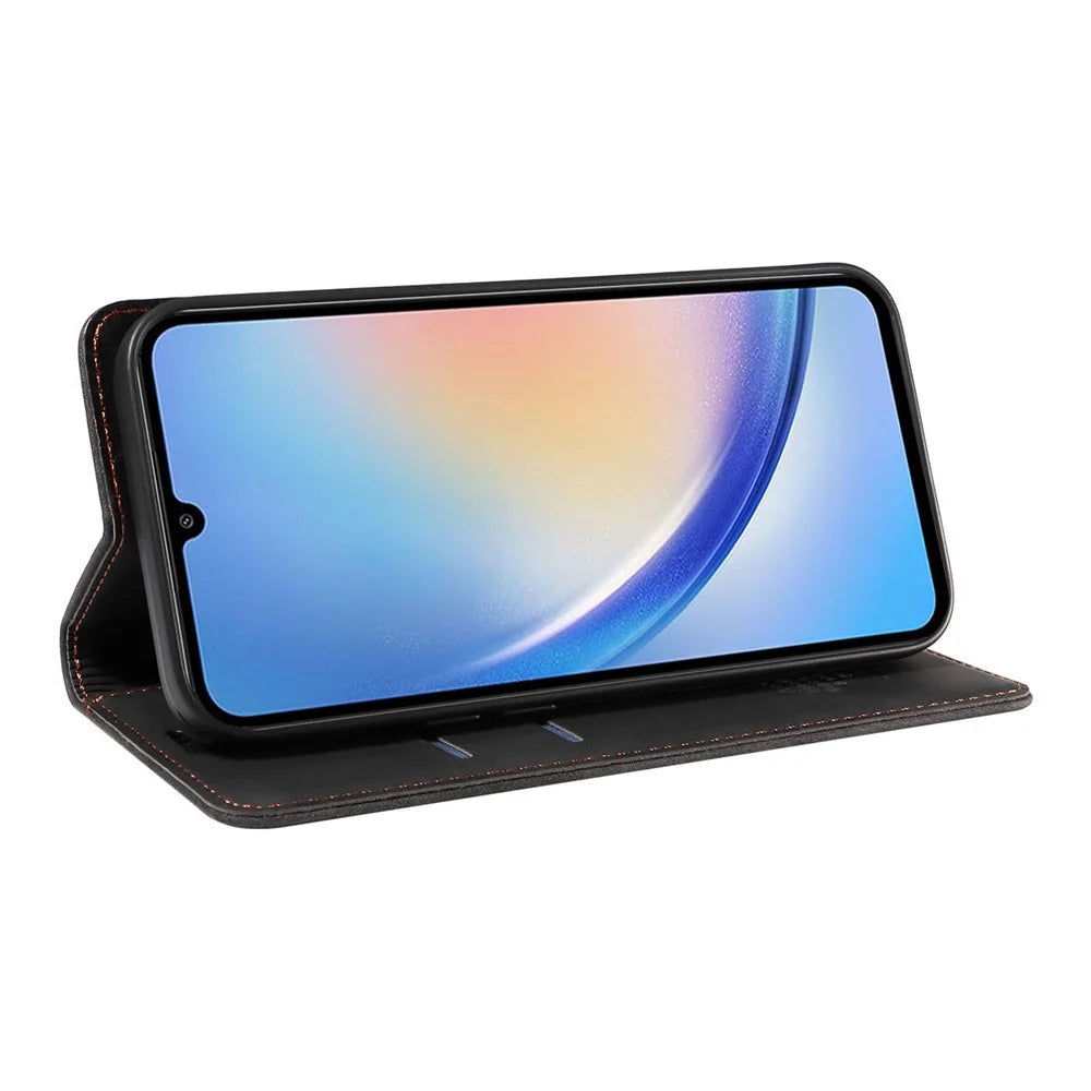 BETOPNICE 003 For Samsung Galaxy A34 5G Wallet RFID Blocking Phone Stand Cover Shockproof PU Leather Case - Black - 3