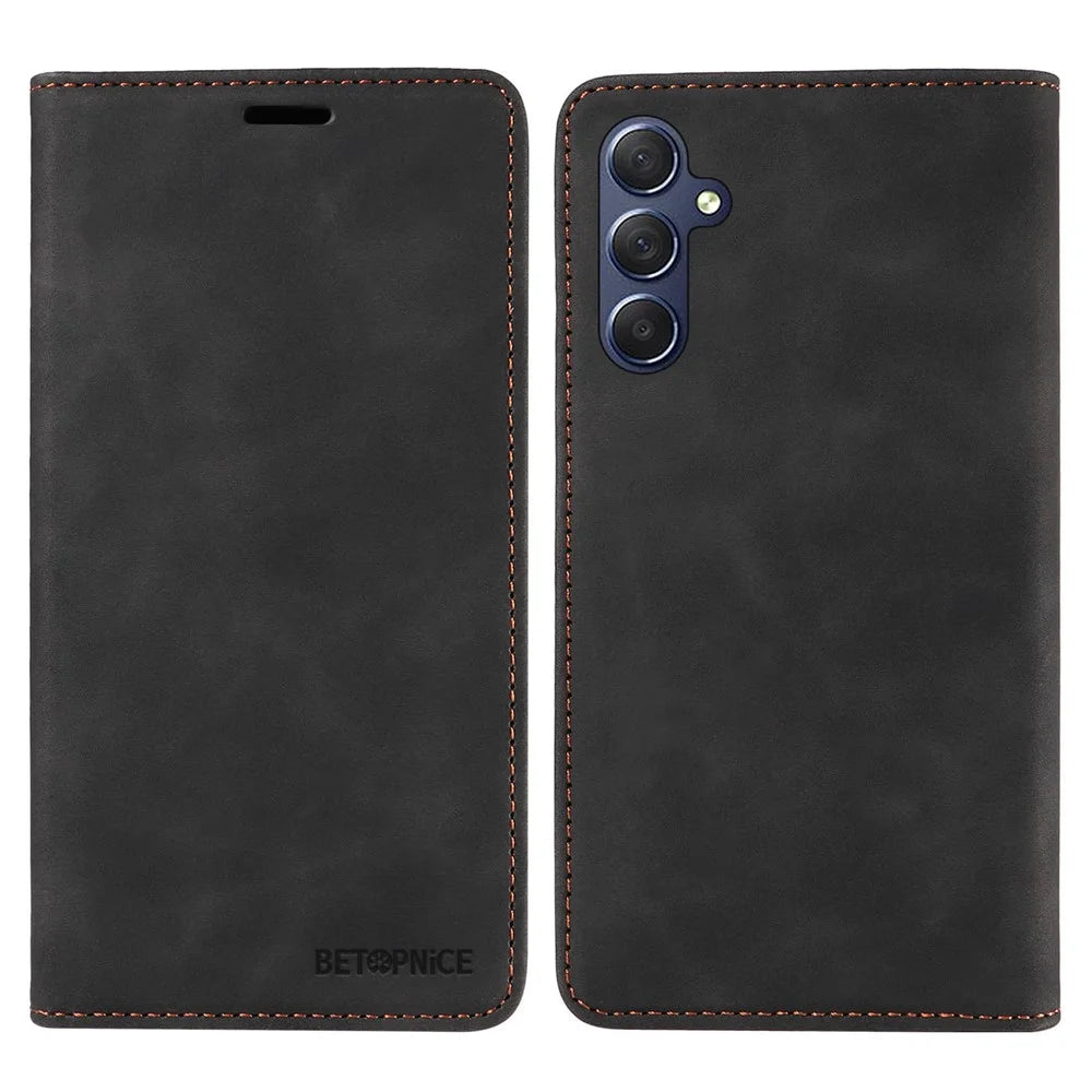 BETOPNICE 003 For Samsung Galaxy M54 5G / F54 5G Shockproof PU Leather Cell Phone Case Wallet RFID Blocking Phone Stand Cover - Black - 1
