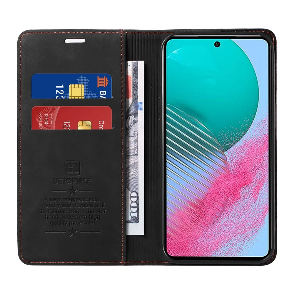 BETOPNICE 003 For Samsung Galaxy M54 5G / F54 5G Shockproof PU Leather Cell Phone Case Wallet RFID Blocking Phone Stand Cover - Black - 2