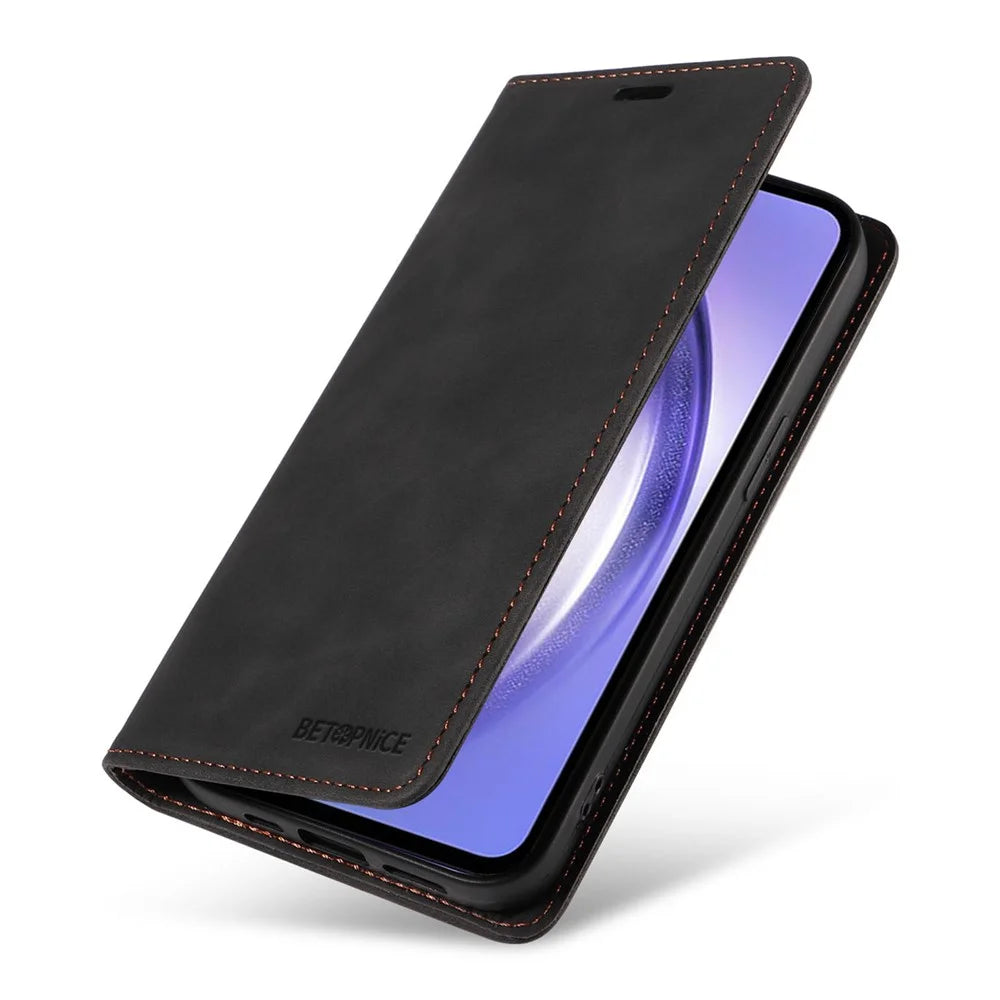 BETOPNICE 003 Phone Stand Cover For Samsung Galaxy A54 5G , Anti-Dust Wallet RFID Blocking PU Leather Case - Black - 7