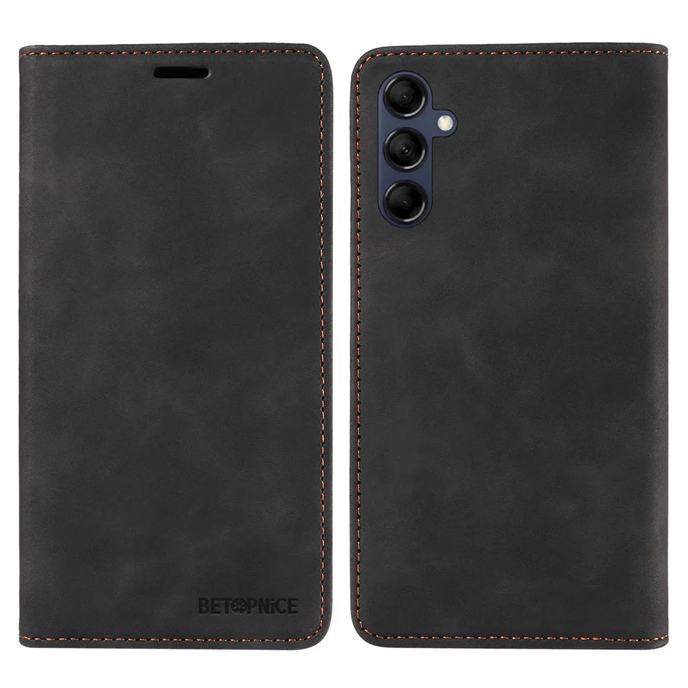 BETOPNICE 003 RFID Blocking Phone Cover For Samsung Galaxy F14 5G / M14 5G , PU Leather Stand Wallet Mobile Phone Case - Black - 1