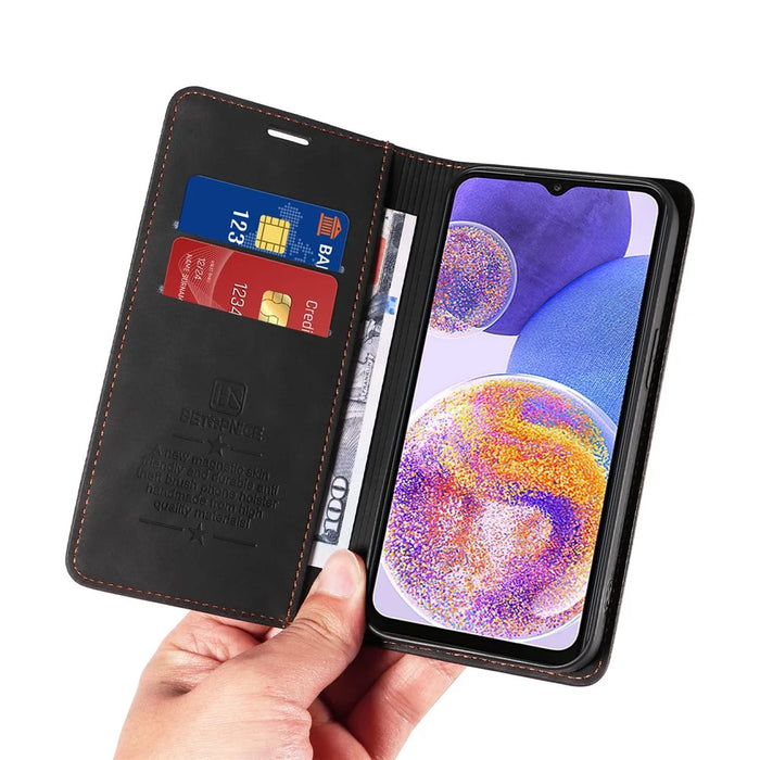 BETOPNICE 003 For Samsung Galaxy A53 5G Phone Case PU Leather Stand Cover RFID Blocking Wallet Phone Shell - Black - 6