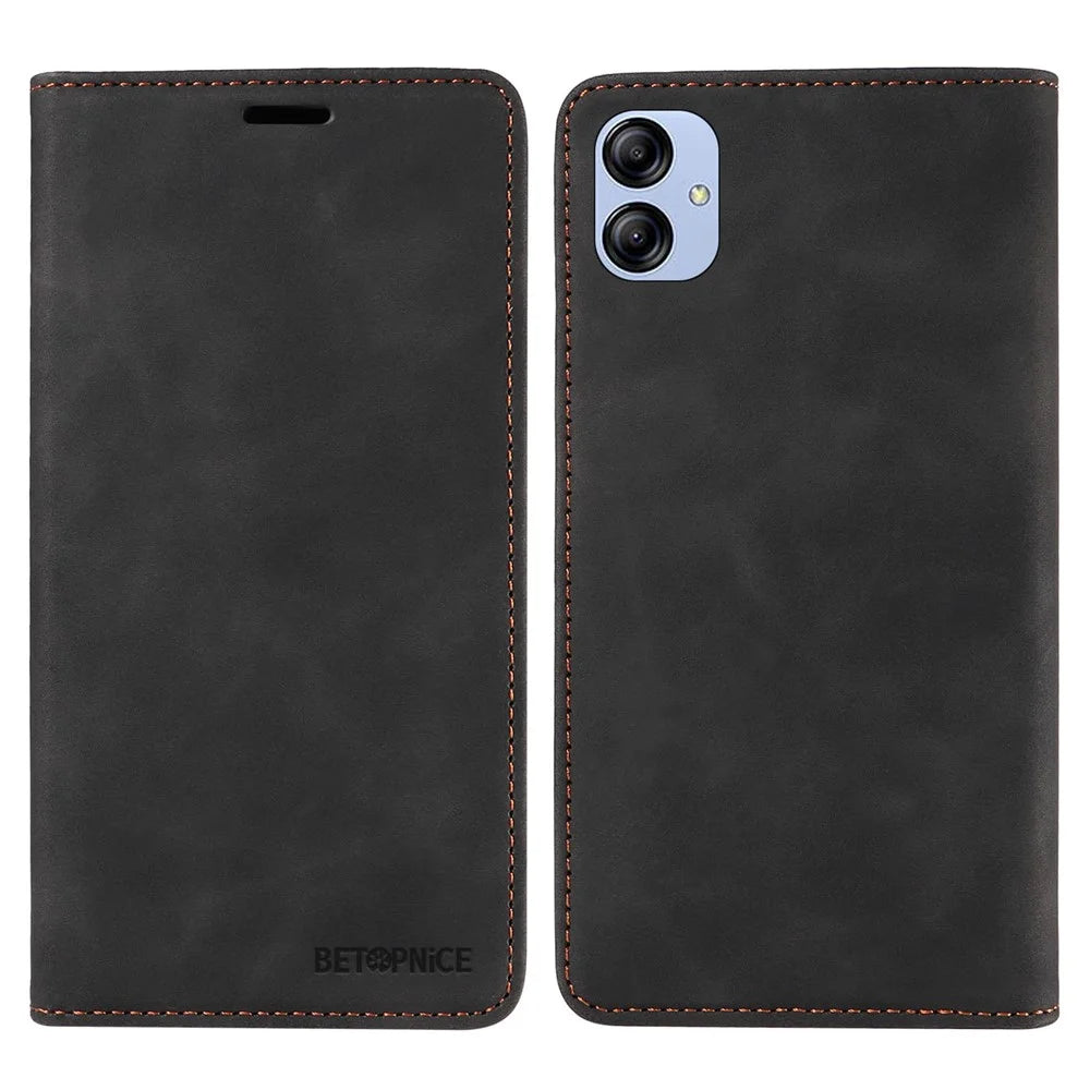 BETOPNICE 003 For Samsung Galaxy A04e 4G / F04 4G / M04 4G Wallet Cell Phone Case RFID Blocking PU Leather Stand Cover - Black - 1