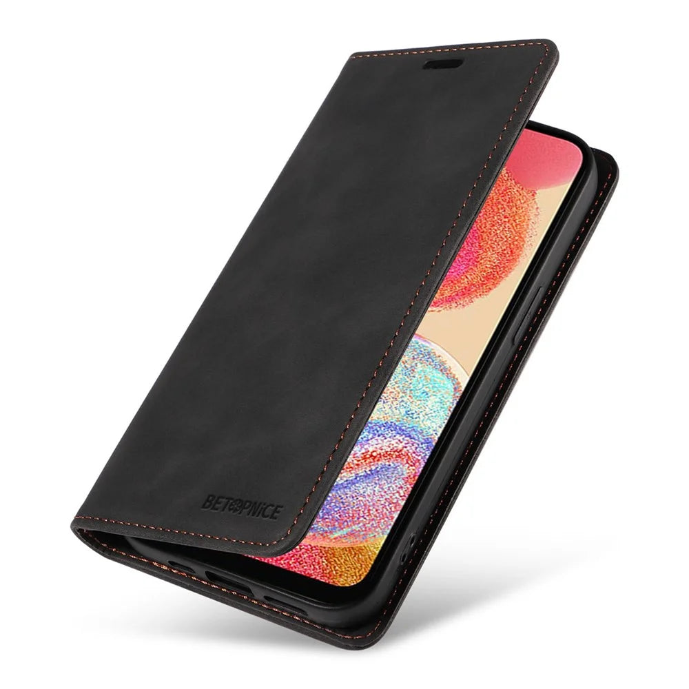 BETOPNICE 003 For Samsung Galaxy A04e 4G / F04 4G / M04 4G Wallet Cell Phone Case RFID Blocking PU Leather Stand Cover - Black - 7