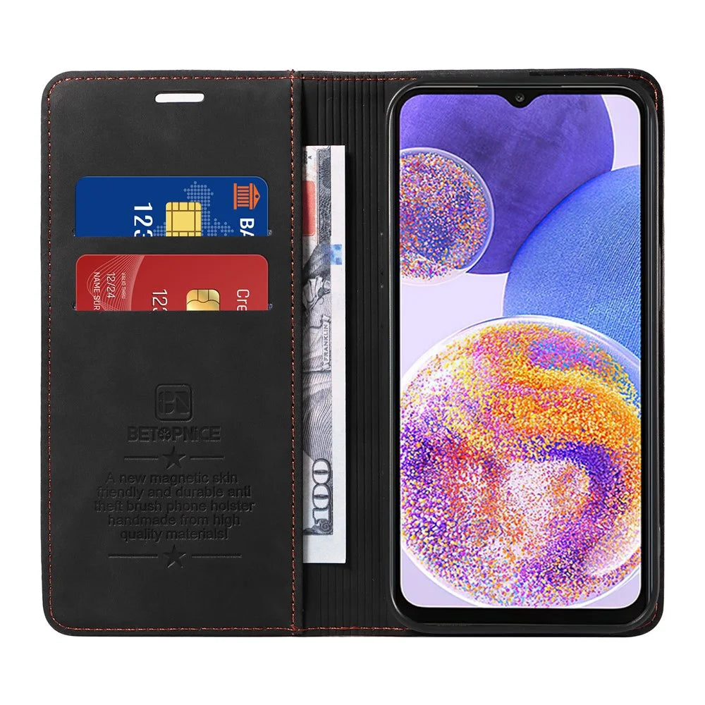 BETOPNICE 003 For Samsung Galaxy A33 5G Slim-Fit Phone Shell PU Leather Stand Cover RFID Blocking Wallet Phone Case - Black - 2
