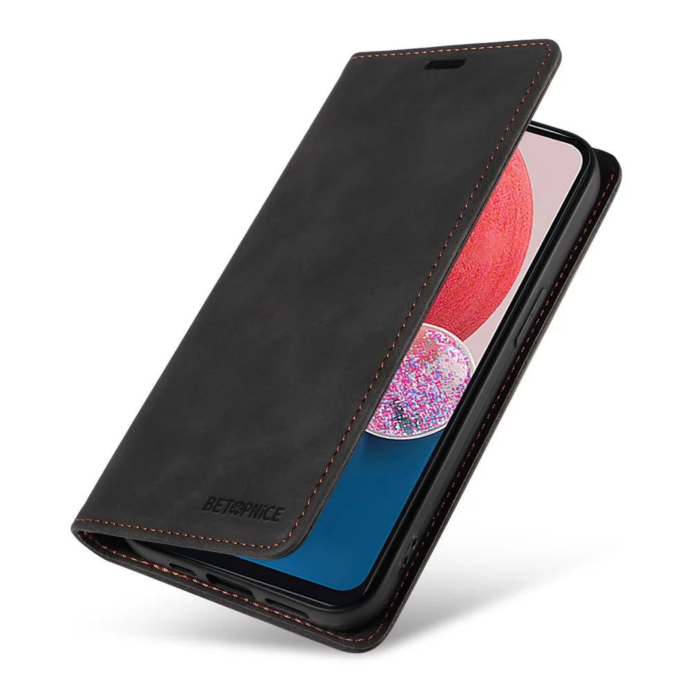 BETOPNICE 003 Samsung Galaxy A13 4G / A13 5G / A04s 4G (164.7mm) /  M13 5G / A04 4G Phone Case Wallet RFID Blocking Cover - Black - 7
