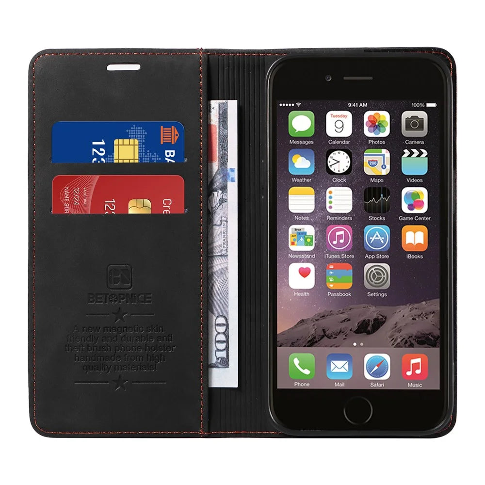 BETOPNICE 003 For iPhone 6 Plus / 7 Plus / 8 Plus / 6s Plus TPU+PU Leather Stand Cover RFID Blocking Wallet Cell Phone Case - Black - 2