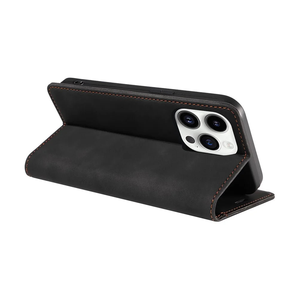 BETOPNICE 003 For iPhone 15 Pro Max Lightweight PU Leather Stand Cover RFID Blocking Case Wallet Phone Shell - Black - 4