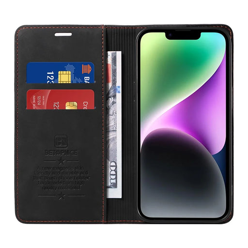 BETOPNICE 003 RFID Blocking Stand Case For iPhone 14 Plus , TPU + PU Leather Stand Cover Wallet - Black - 2