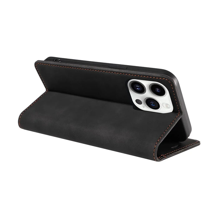 BETOPNICE 003 For iPhone 15 Pro Slim-Fit Cover RFID Blocking Wallet Phone PU Leather Stand Shell - Black - 4