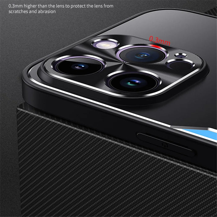 For iPhone 14 Pro Max Soft TPU + Hard Aluminium Alloy Phone Cover Kickstand Phone Case Smartphone Shell - Blue - 3